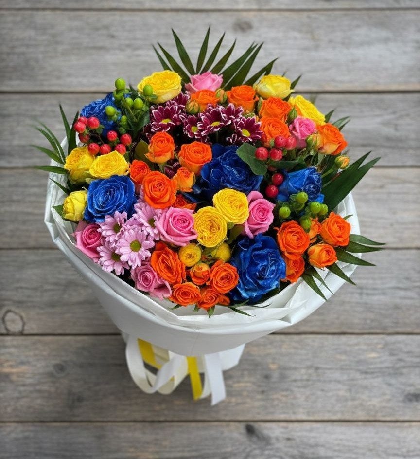 Букет цветов из: Розы и Хризантемы в Старой Кулатке