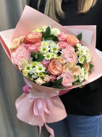 Букет цветов из: Гвоздики, Розы и Хризантемы в Старой Кулатке