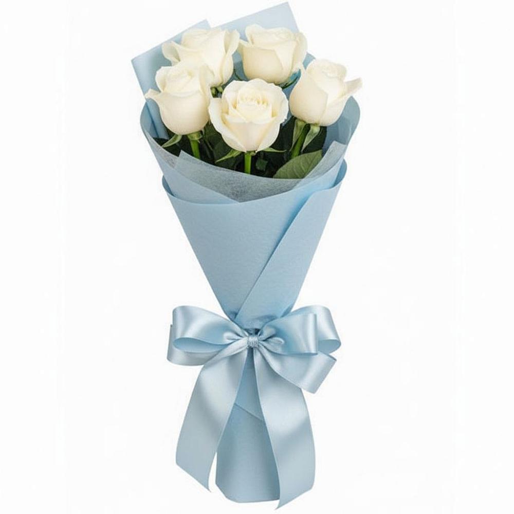 Букет 5 Белых роз Проуд в Старой Кулатке