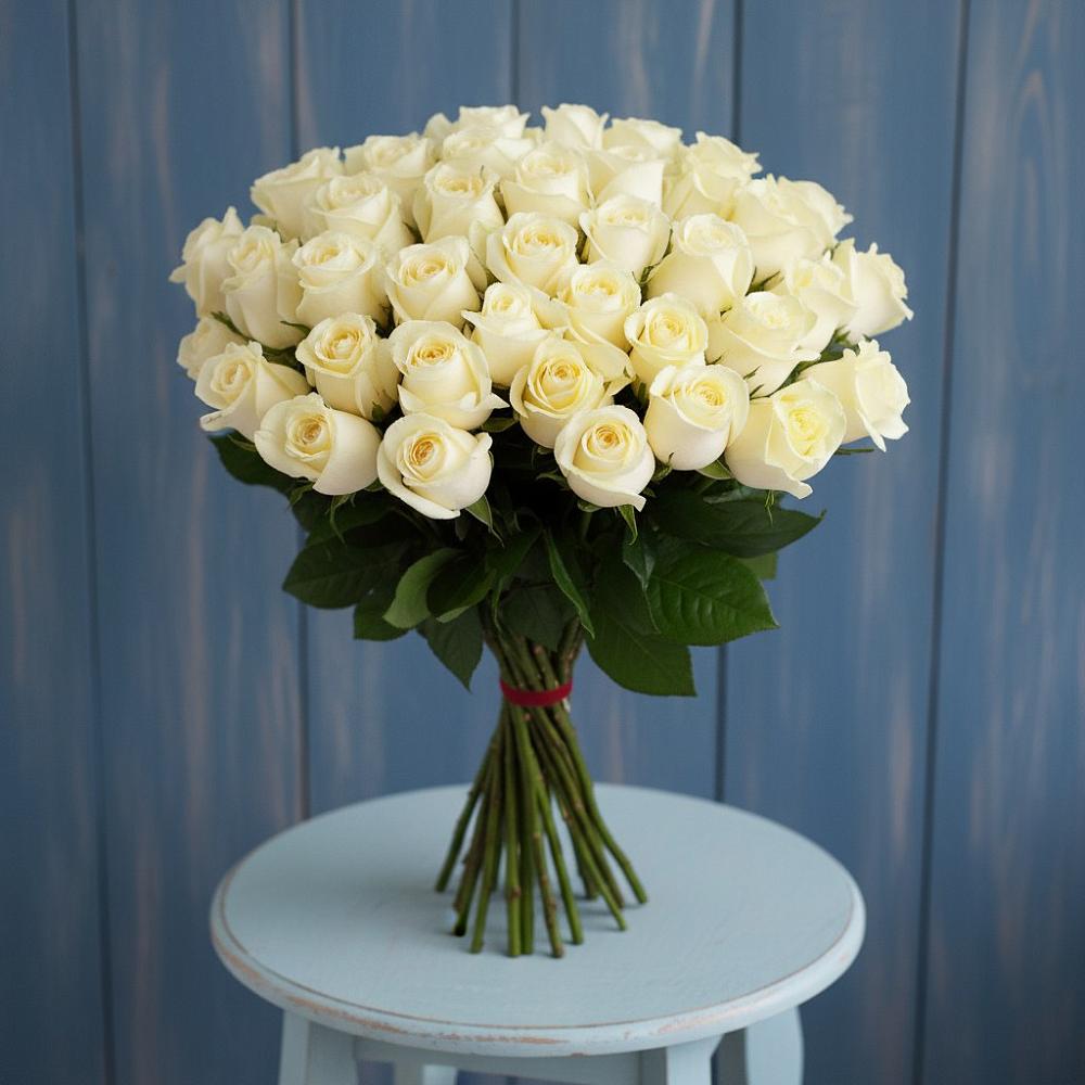 Букет 51 Белая роза Эдлесс Лав в Старой Кулатке