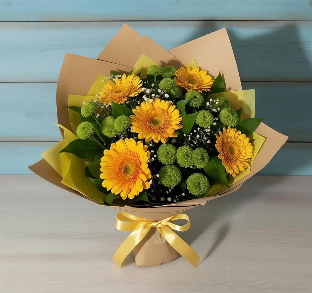 Букет цветов из: Герберы и Хризантемы в Старой Кулатке