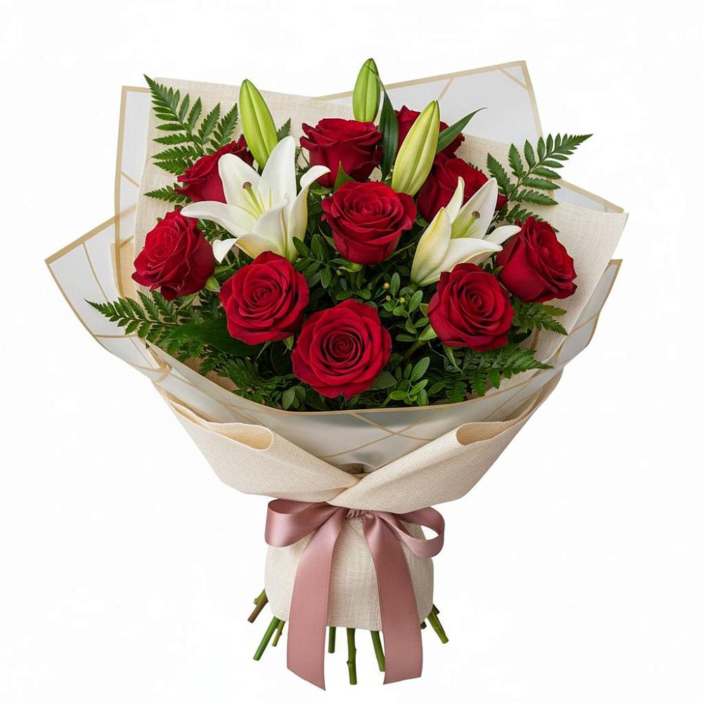 Букет цветов из: Лилии и Розы в Старой Кулатке