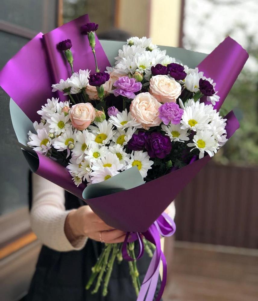 Букет цветов из: Хризантемы, Гвоздики и Розы в Старой Кулатке