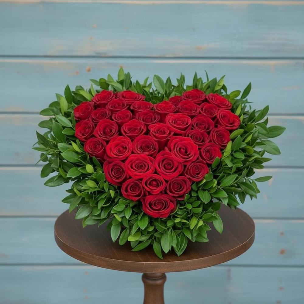 Цветочная композиция из Розы в виде сердца в Старой Кулатке