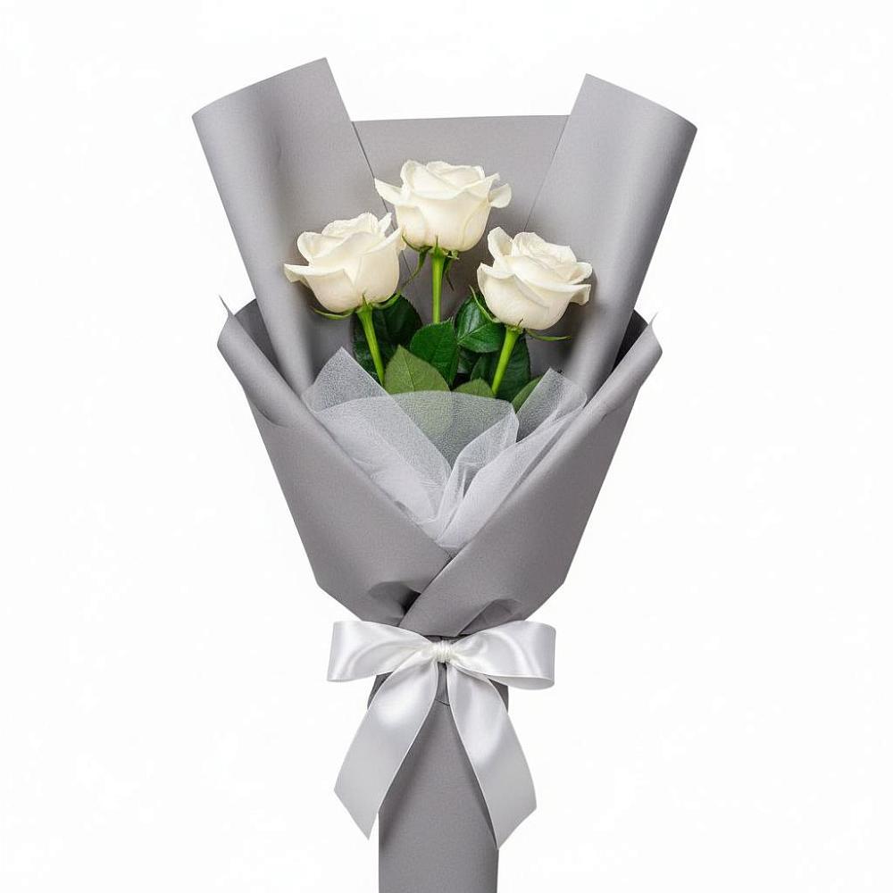 Букет 3 белые розы в Старой Кулатке