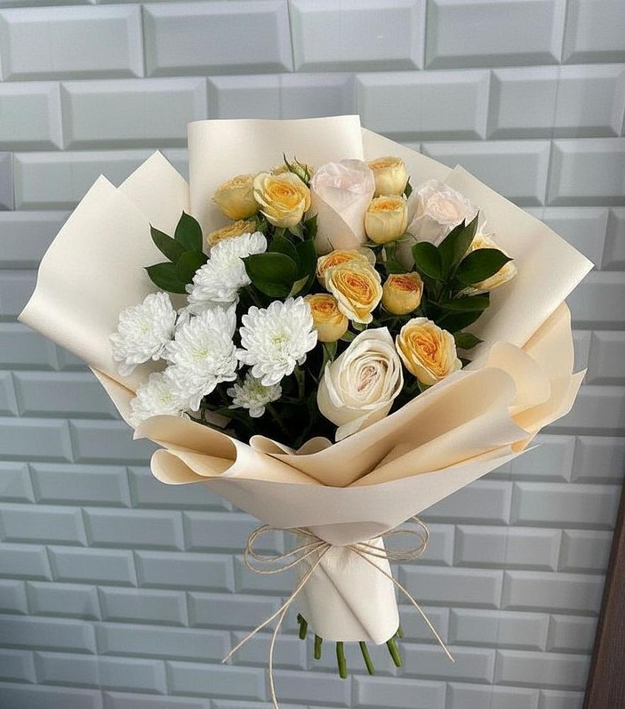 Букет цветов из: Розы и Хризантемы в Старой Кулатке
