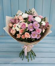 Букет цветов из:  Хризантемы, Розы и Альстромерии в Старой Кулатке