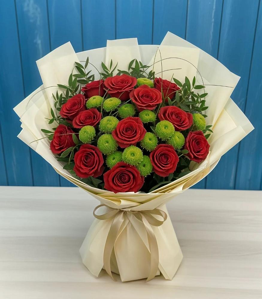 Букет цветов из: Розы и Хризантемы в Старой Кулатке