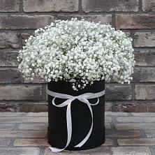 Цветочная композиция из Гипсофила в шляпной коробке в Старой Кулатке