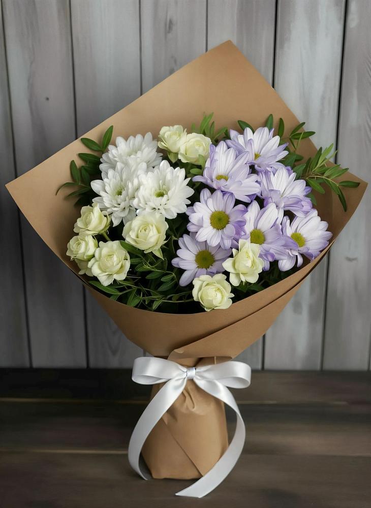 Букет цветов из: Хризантемы и Розы в Старой Кулатке